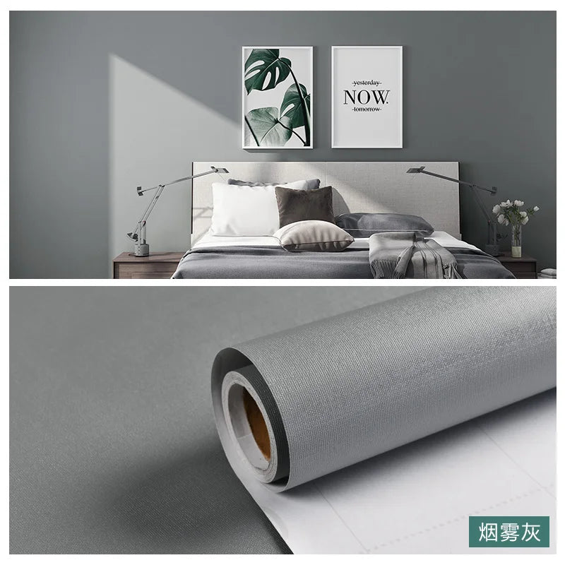 Macaron DIY Solid Color Stickers Self-adhesive Thickened Waterproof PVC Bedroom Dormitory Wardrobe Wall Renovation Wallpaper - CylaStore1