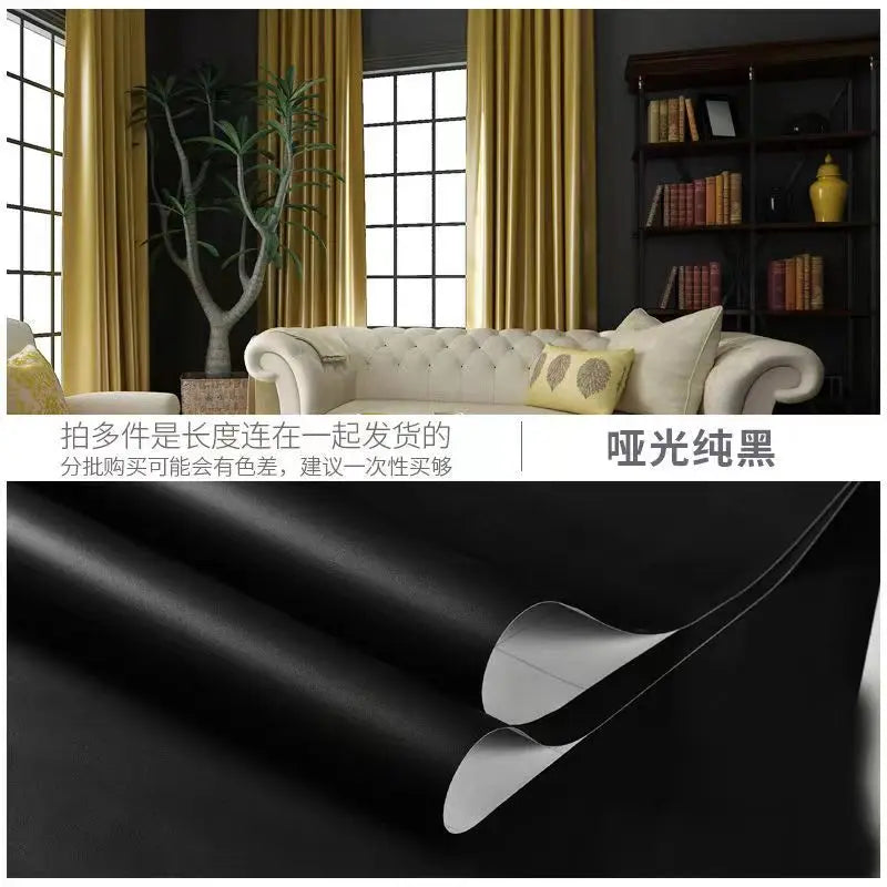 Macaron DIY Solid Color Stickers Self-adhesive Thickened Waterproof PVC Bedroom Dormitory Wardrobe Wall Renovation Wallpaper - CylaStore1