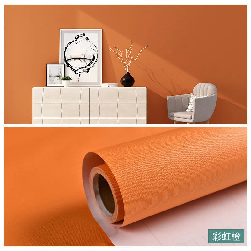 Macaron DIY Solid Color Stickers Self-adhesive Thickened Waterproof PVC Bedroom Dormitory Wardrobe Wall Renovation Wallpaper - CylaStore1
