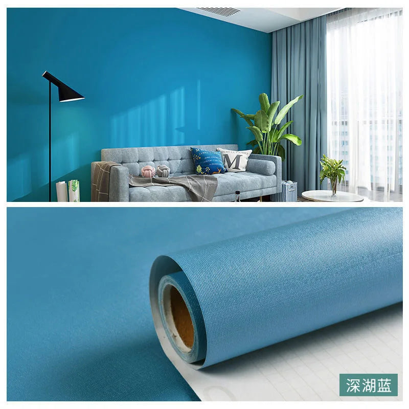 Macaron DIY Solid Color Stickers Self-adhesive Thickened Waterproof PVC Bedroom Dormitory Wardrobe Wall Renovation Wallpaper - CylaStore1
