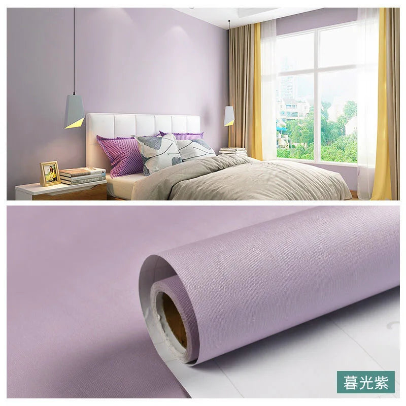 Macaron DIY Solid Color Stickers Self-adhesive Thickened Waterproof PVC Bedroom Dormitory Wardrobe Wall Renovation Wallpaper - CylaStore1
