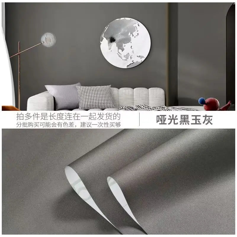 Macaron DIY Solid Color Stickers Self-adhesive Thickened Waterproof PVC Bedroom Dormitory Wardrobe Wall Renovation Wallpaper - CylaStore1