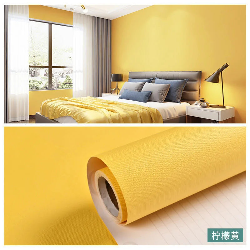 Macaron DIY Solid Color Stickers Self-adhesive Thickened Waterproof PVC Bedroom Dormitory Wardrobe Wall Renovation Wallpaper - CylaStore1