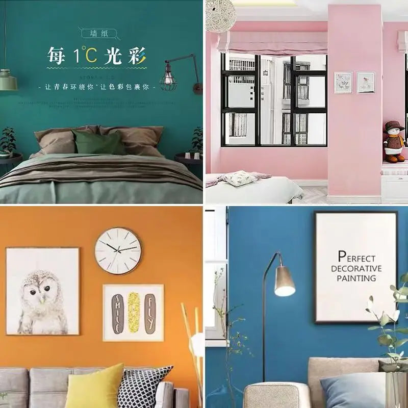 Macaron DIY Solid Color Stickers Self-adhesive Thickened Waterproof PVC Bedroom Dormitory Wardrobe Wall Renovation Wallpaper - CylaStore1
