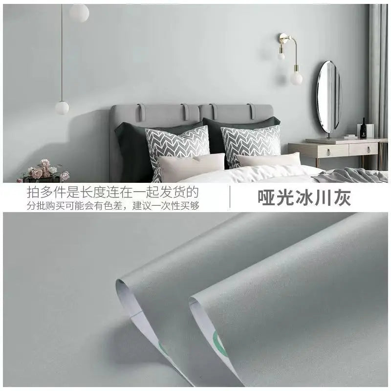 Macaron DIY Solid Color Stickers Self-adhesive Thickened Waterproof PVC Bedroom Dormitory Wardrobe Wall Renovation Wallpaper - CylaStore1