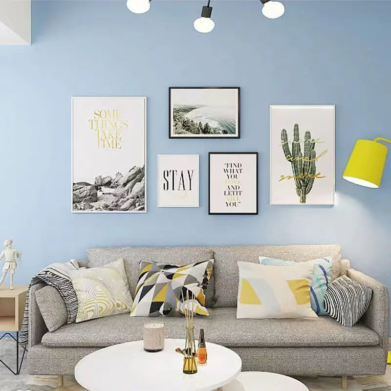 Macaron DIY Solid Color Stickers Self-adhesive Thickened Waterproof PVC Bedroom Dormitory Wardrobe Wall Renovation Wallpaper - CylaStore1