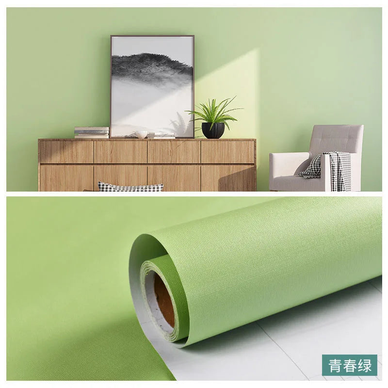 Macaron DIY Solid Color Stickers Self-adhesive Thickened Waterproof PVC Bedroom Dormitory Wardrobe Wall Renovation Wallpaper - CylaStore1