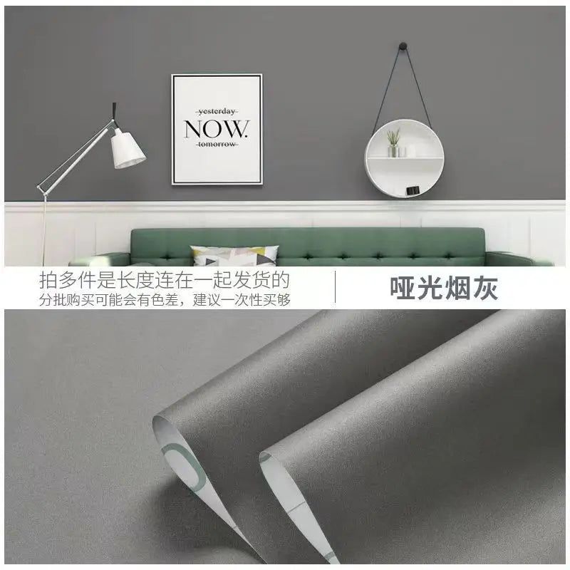 Macaron DIY Solid Color Stickers Self-adhesive Thickened Waterproof PVC Bedroom Dormitory Wardrobe Wall Renovation Wallpaper - CylaStore1