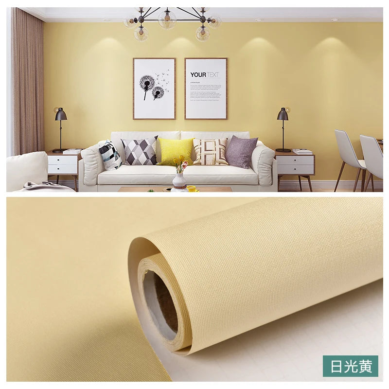 Macaron DIY Solid Color Stickers Self-adhesive Thickened Waterproof PVC Bedroom Dormitory Wardrobe Wall Renovation Wallpaper - CylaStore1