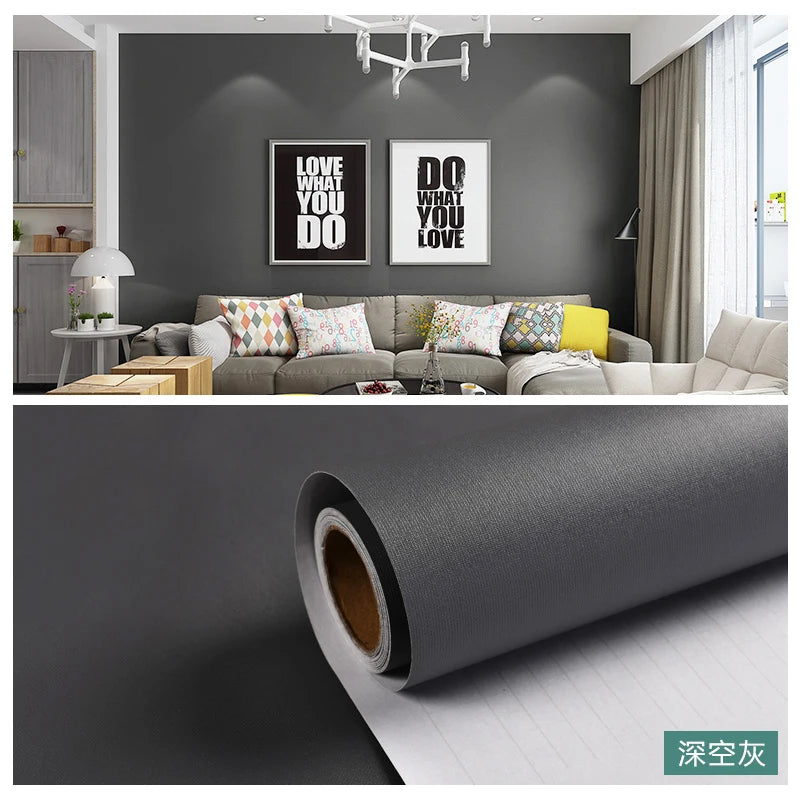 Macaron DIY Solid Color Stickers Self-adhesive Thickened Waterproof PVC Bedroom Dormitory Wardrobe Wall Renovation Wallpaper - CylaStore1